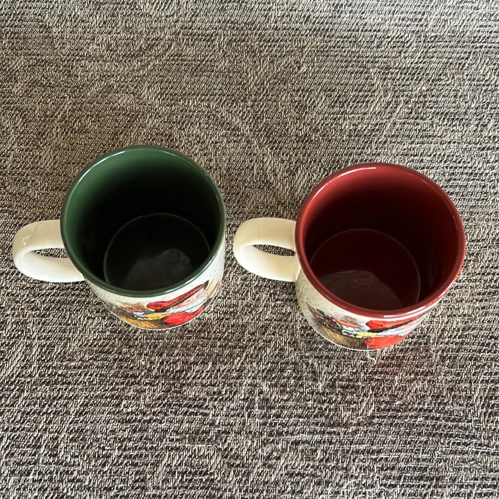 Vintage 1980's Santa coffee mugs. Set of 2